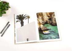 Hardcover photobook with holiday pictures with linen cover