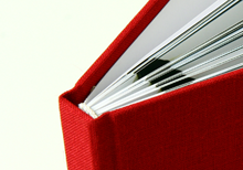 hand made hardcover book in red linen